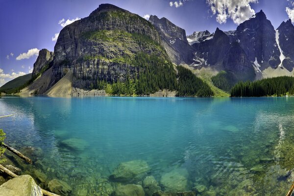 Clear lake water in the mountains