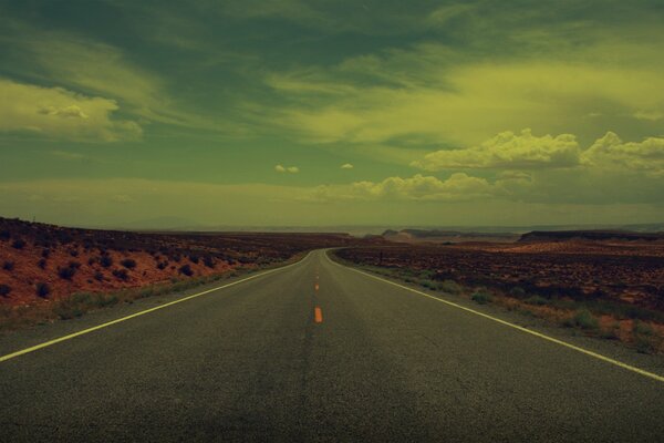 Beautiful road in green tones