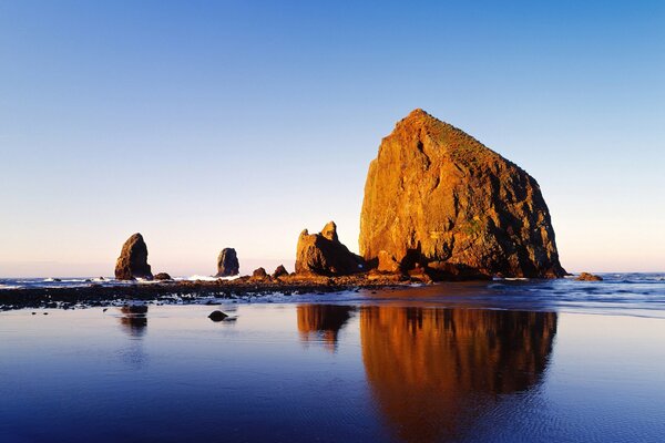 Lonely rocky rocks on the seashore