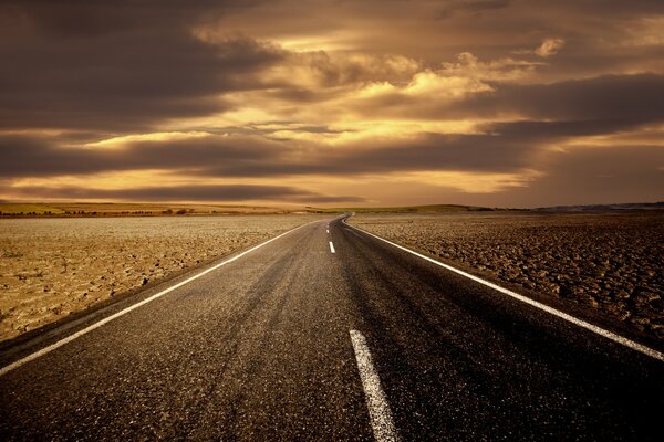 View of the highway going over the horizon