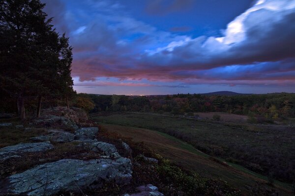 Evening sky over the hills