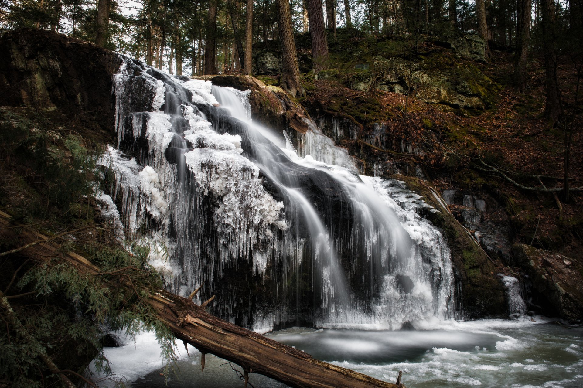 nonnewaug falls woodbury connecticut cascade forêt hiver