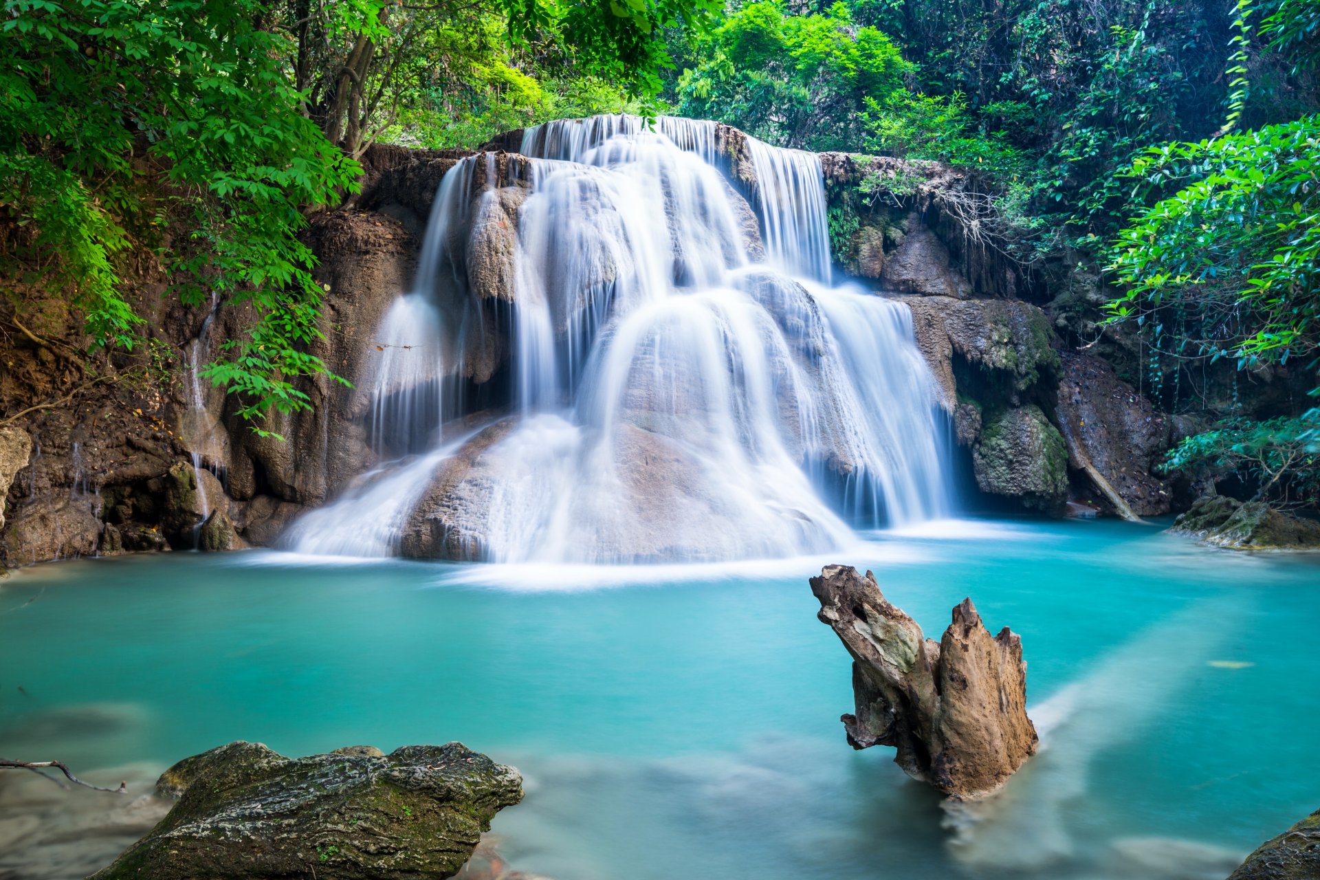 wasserfall wald landschaft fluss smaragd