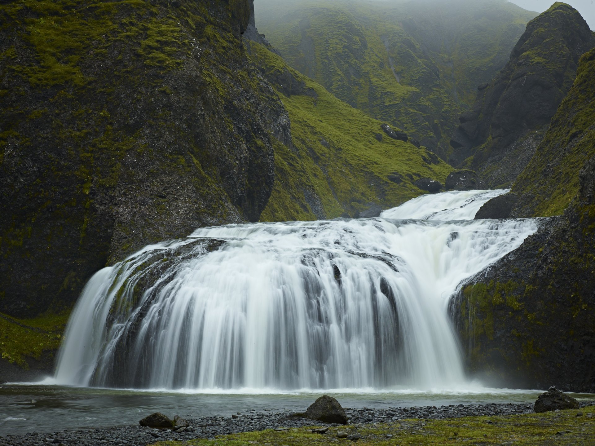 iceland waterfall green