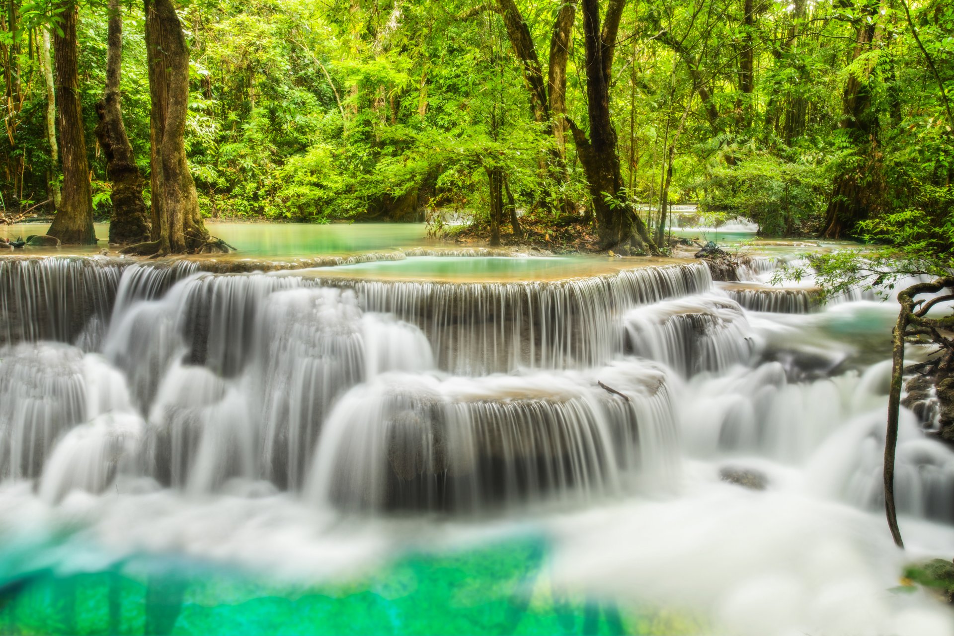 wasserfall wald landschaft fluss smaragd