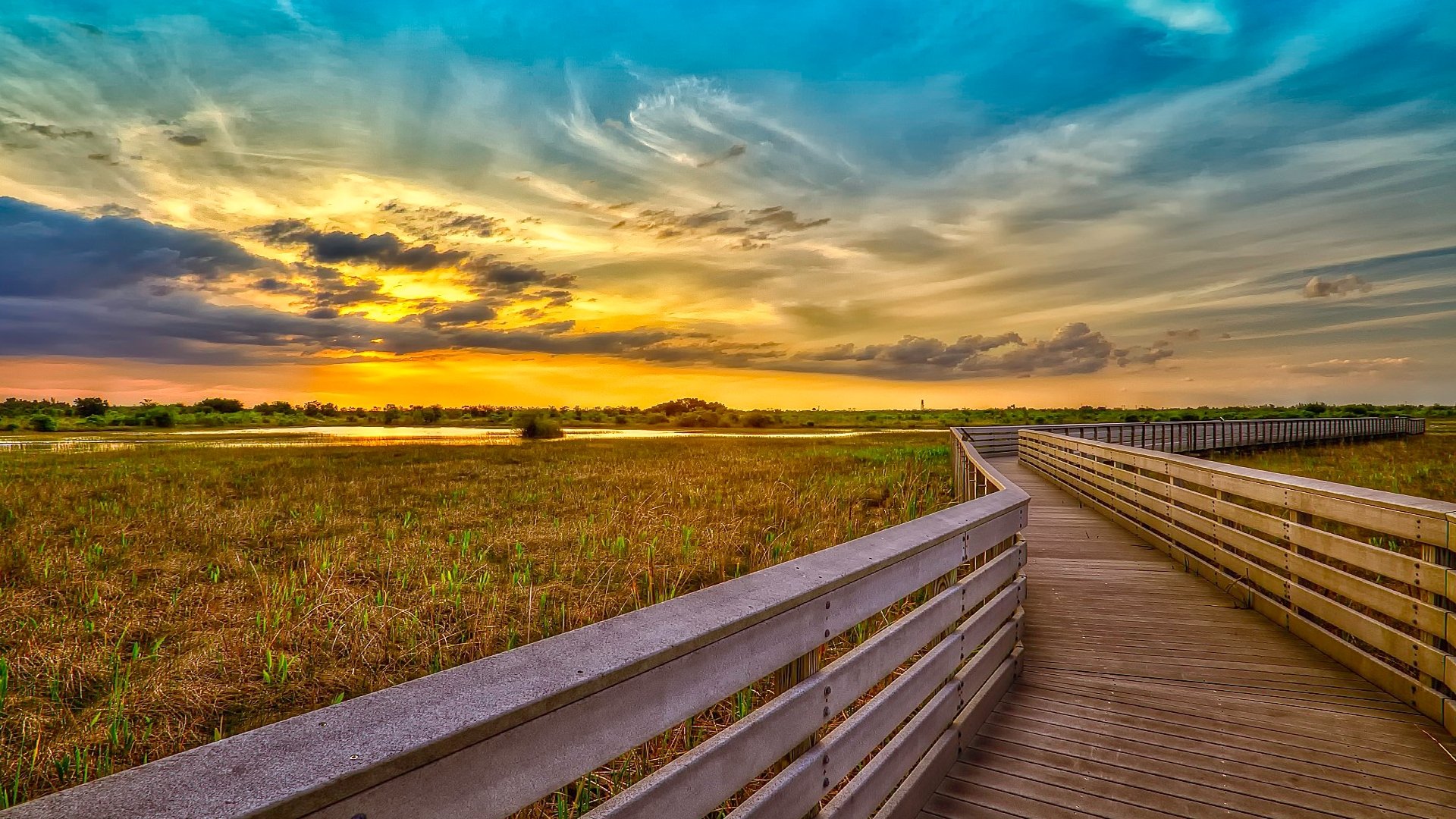 coucher de soleil beau beauté nuages bleus champs champ herbe verdure nature