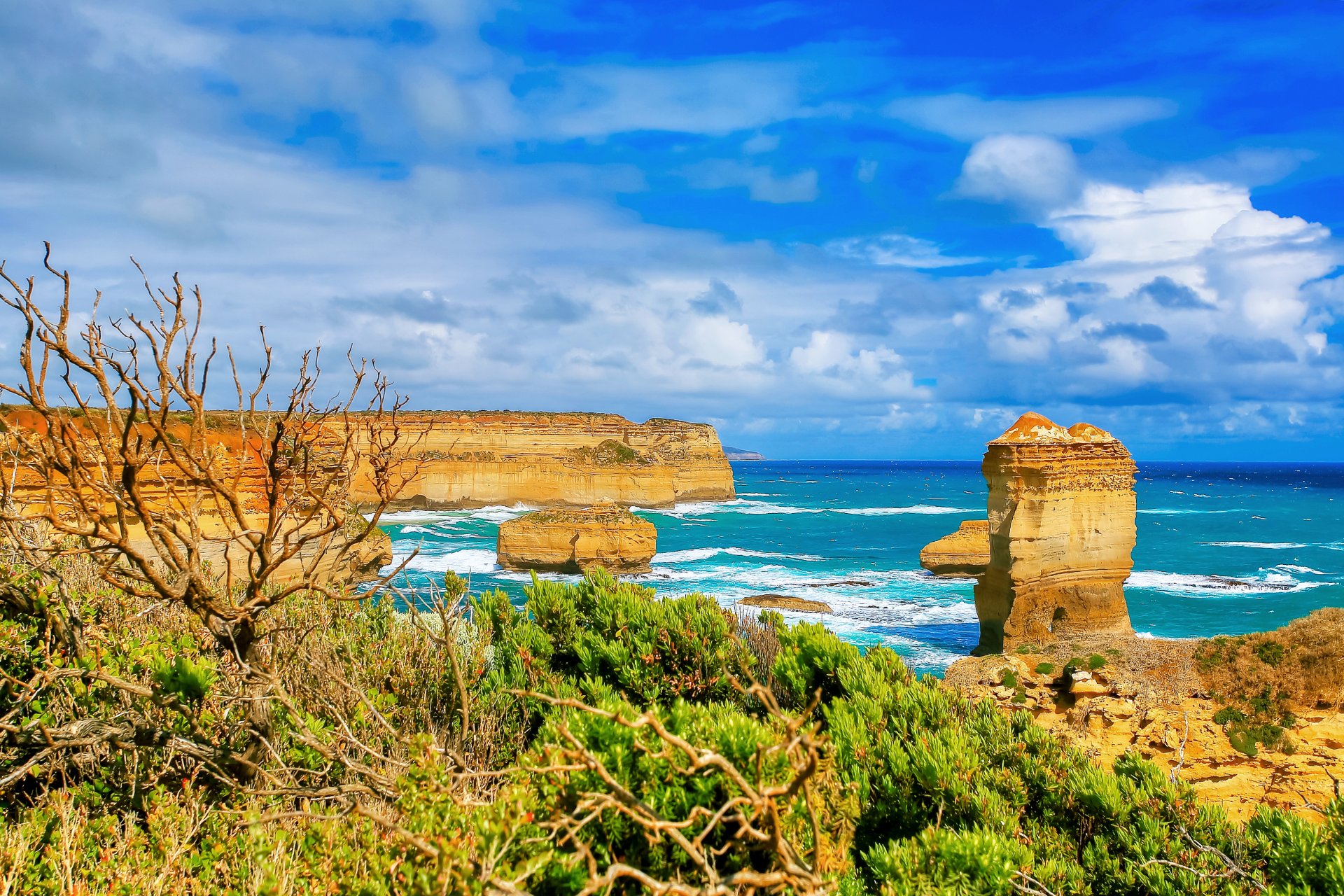 landschaft ozean meer himmel wolken klippe felsen gras horizont australien