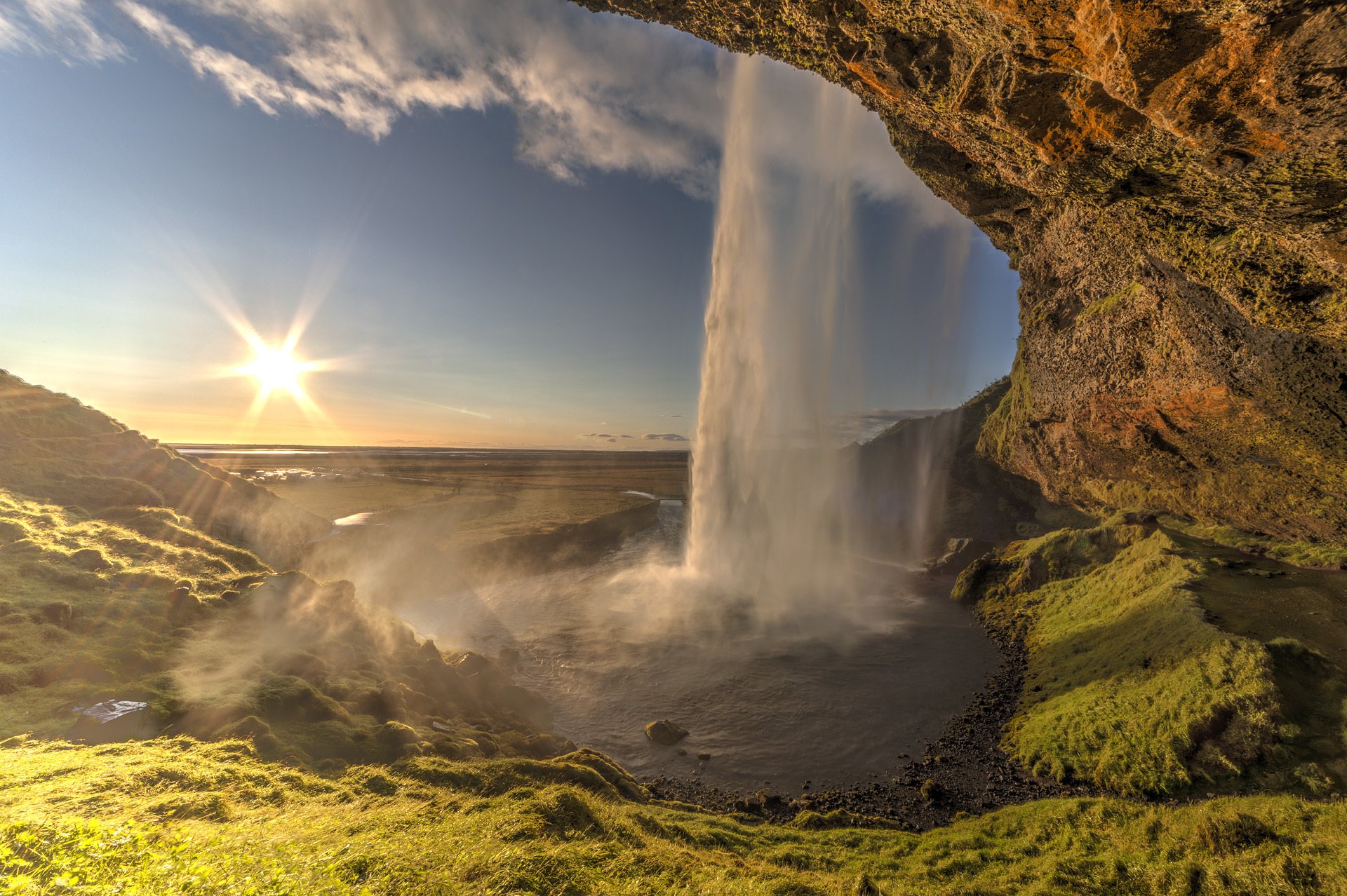 felsen wasserfall see sonne