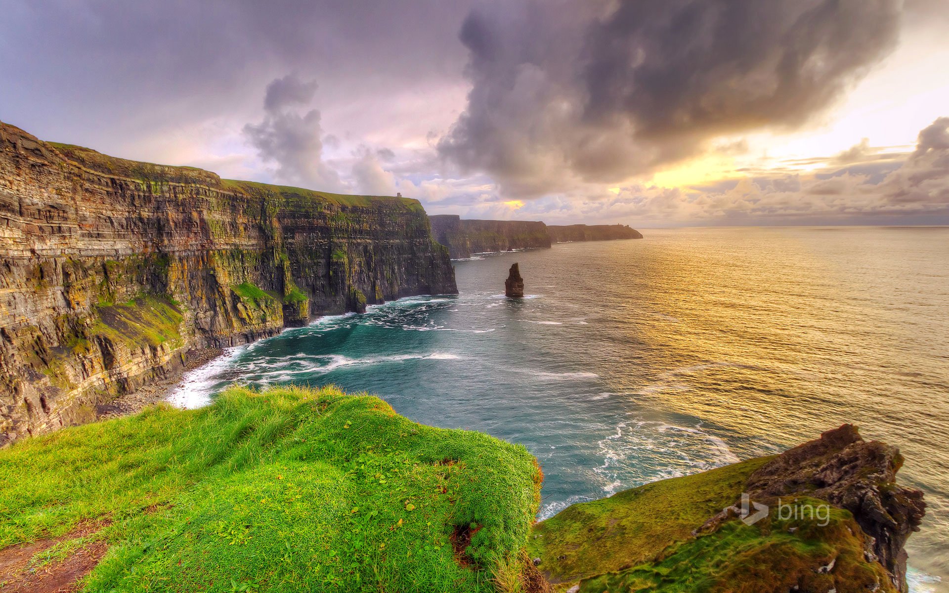 ireland county clare mohair sunset rock sea