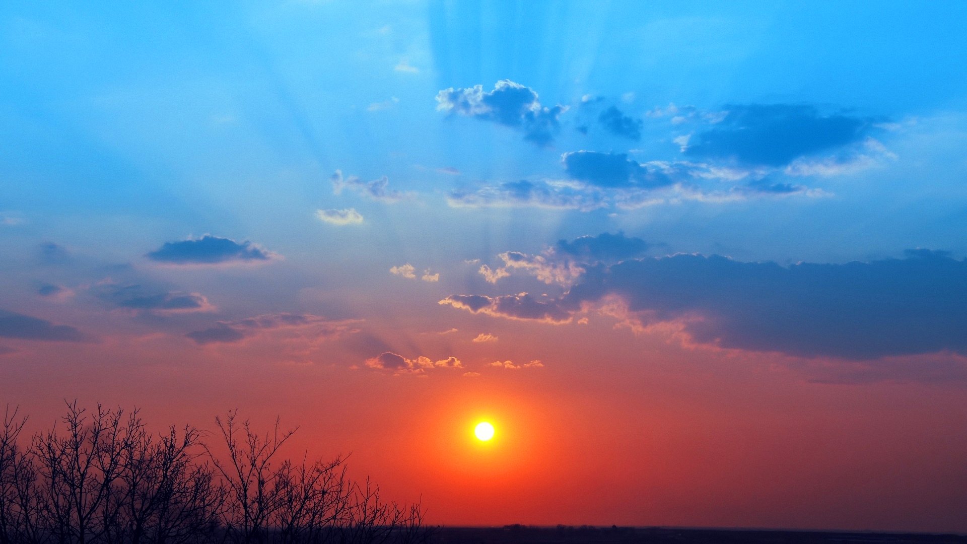 ky clouds sun sunset rays horizon