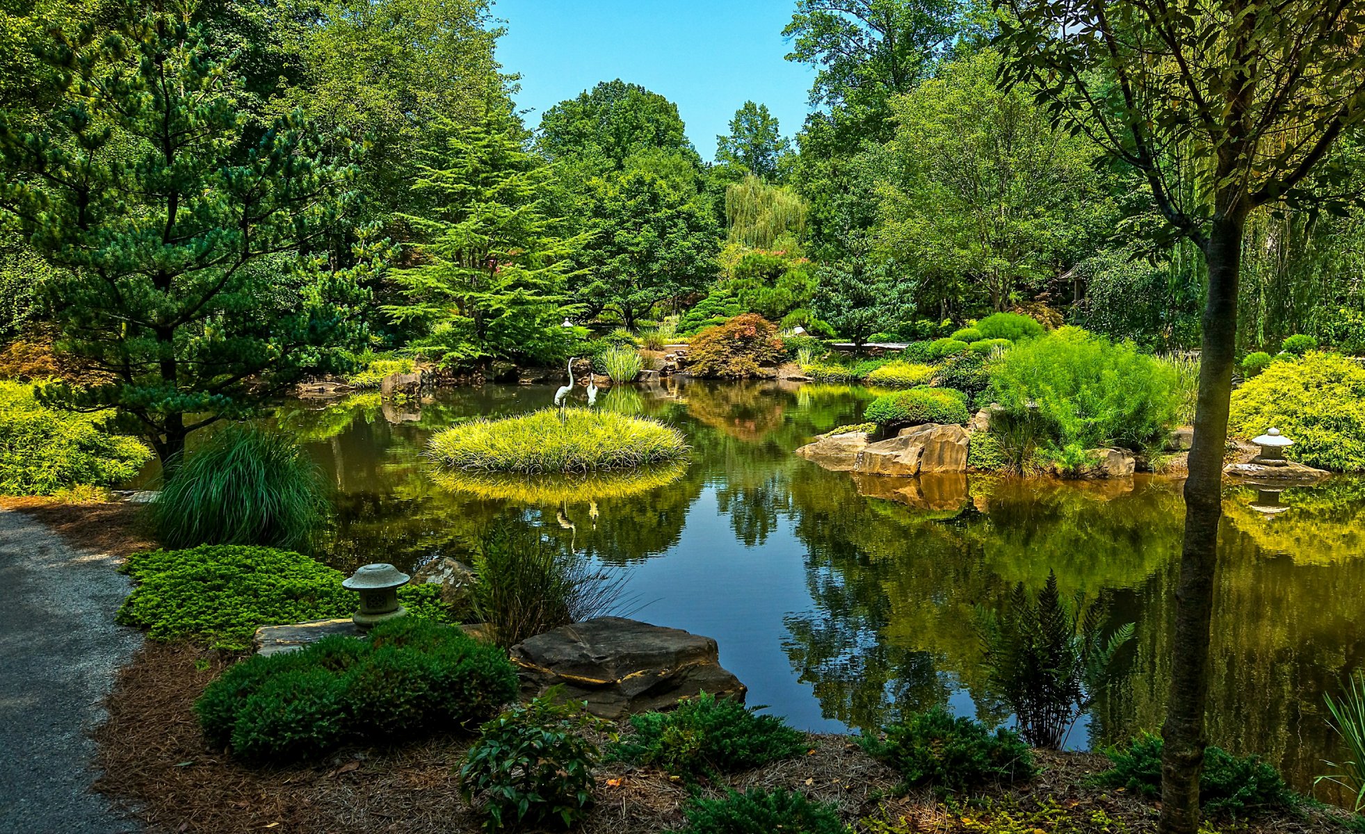 estados unidos parque estanque tierra de carga gibbs jardines rocas agua vegetación árboles
