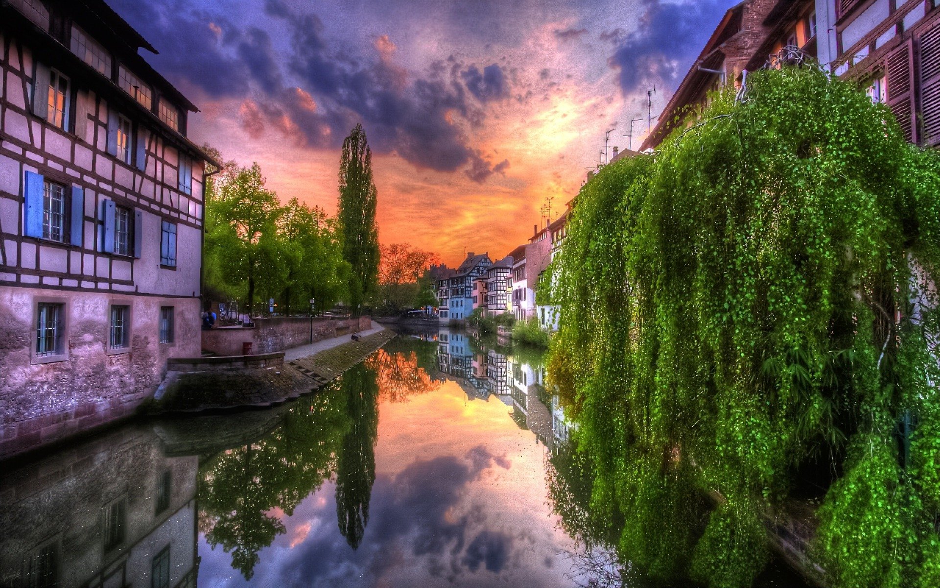 природа пейзаж небо облака sunset.trees город реку