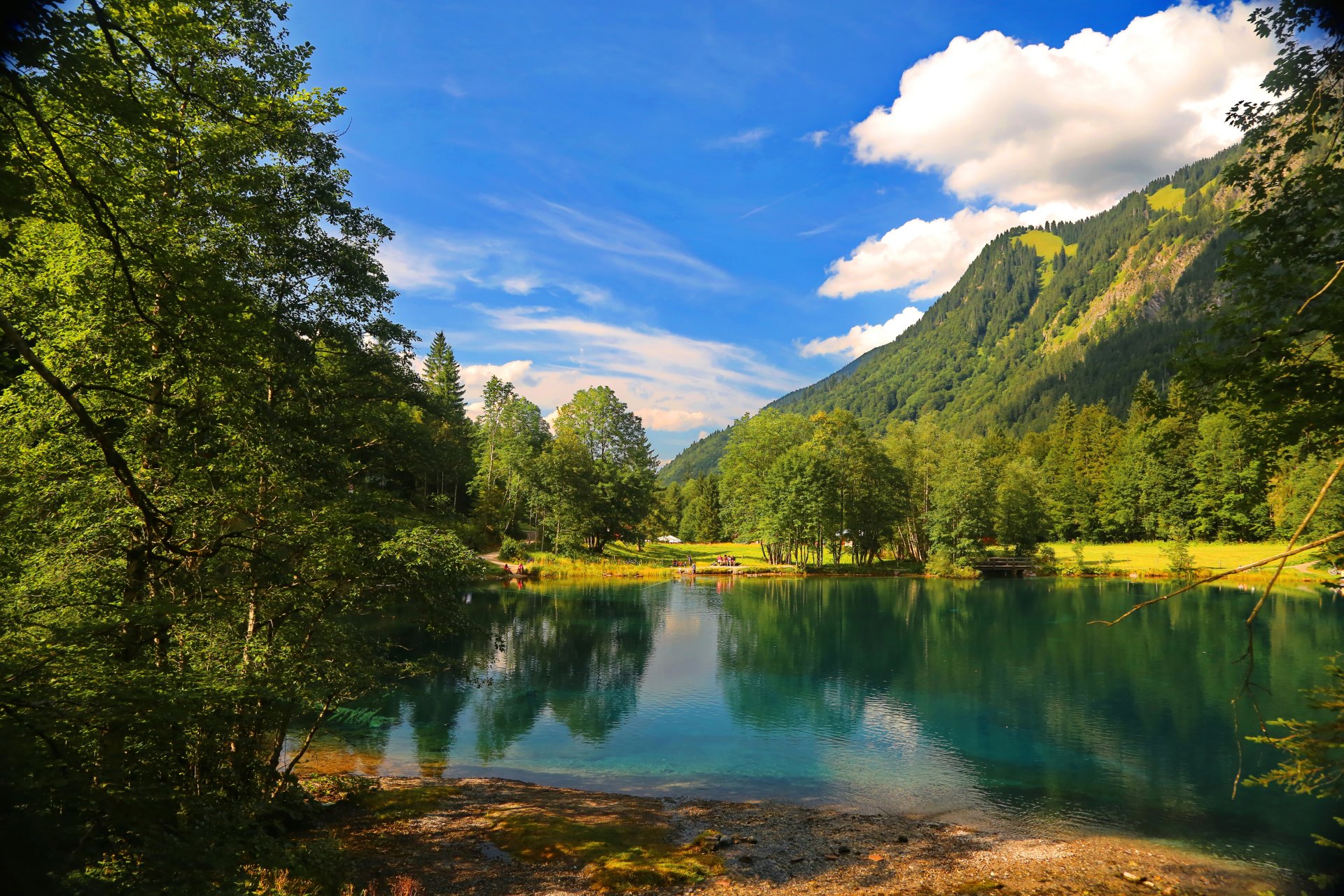 natura montagna foresta lago alberi di natale nuvole albero nuvola