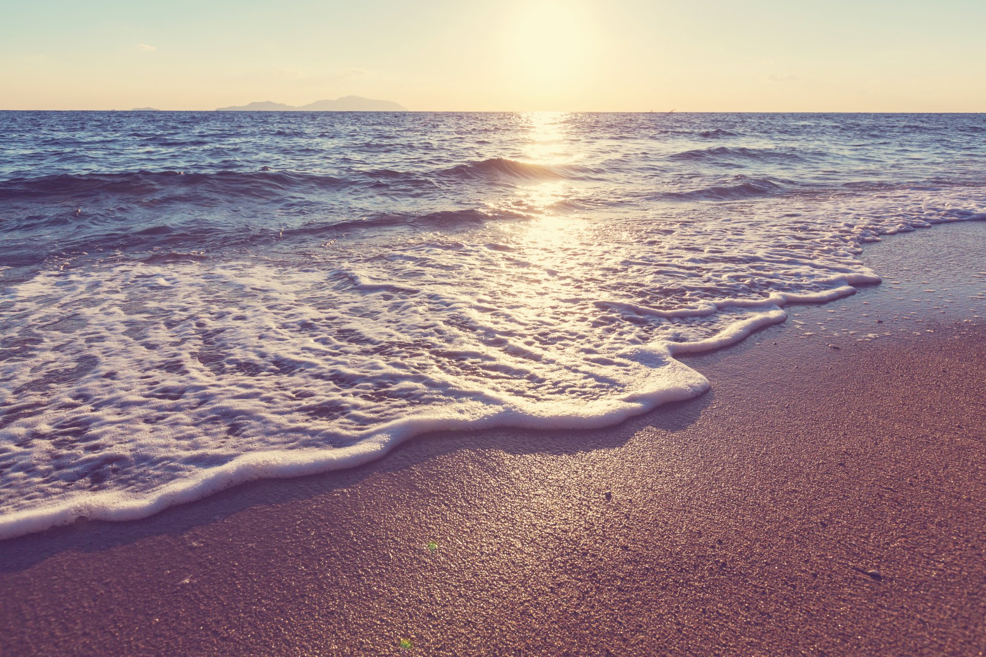 zachód słońca plaża morze brzeg piasek