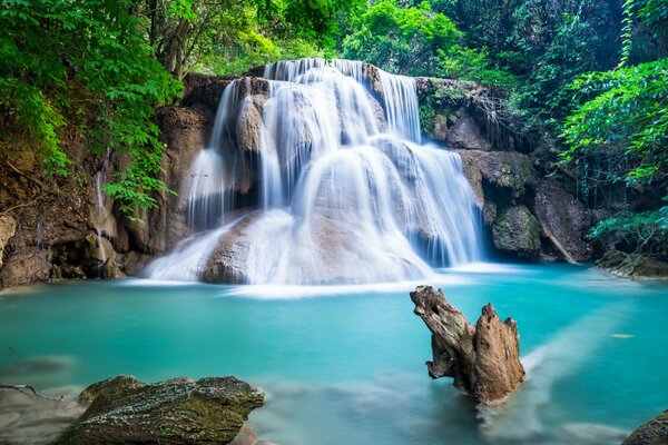 Waterfall in the mountains with a beautiful landscape