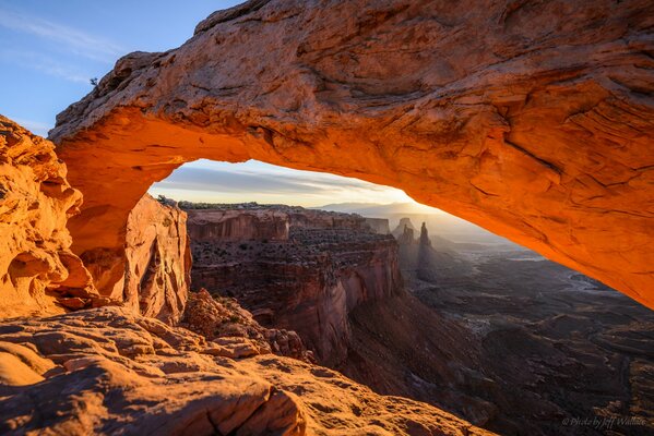 Arch Canyon on the setting sun