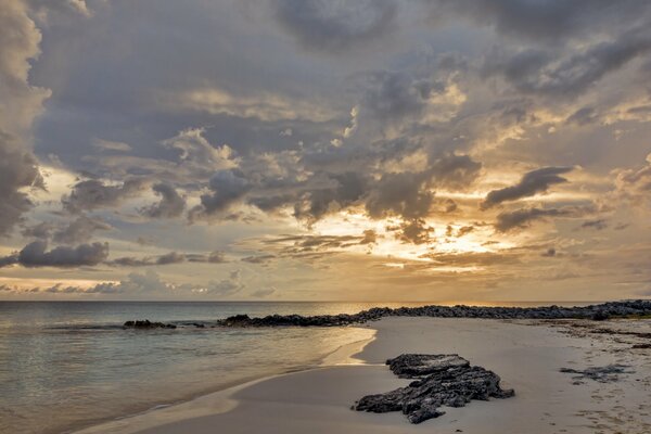 The seashore and the overcast sky