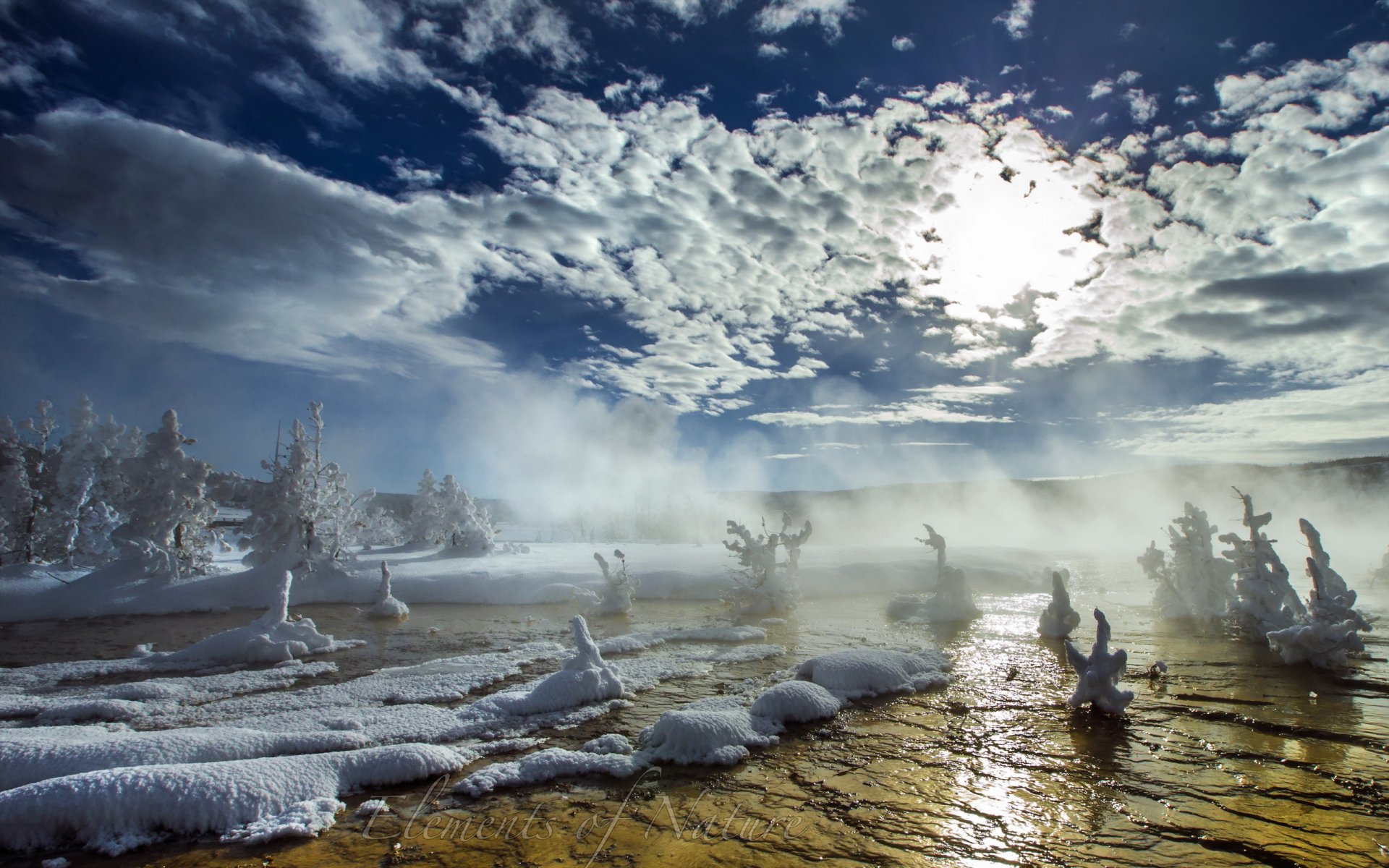 matin rivière brouillard neige nature paysage