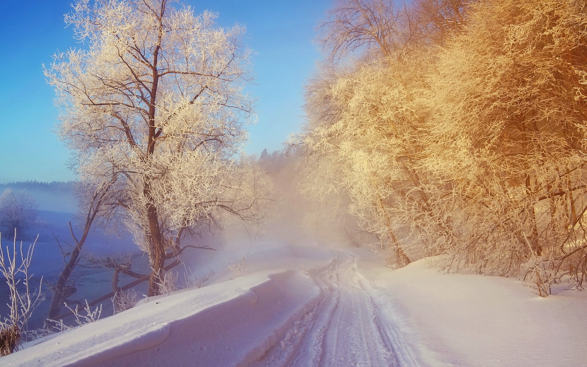 strada inverno neve paesaggio