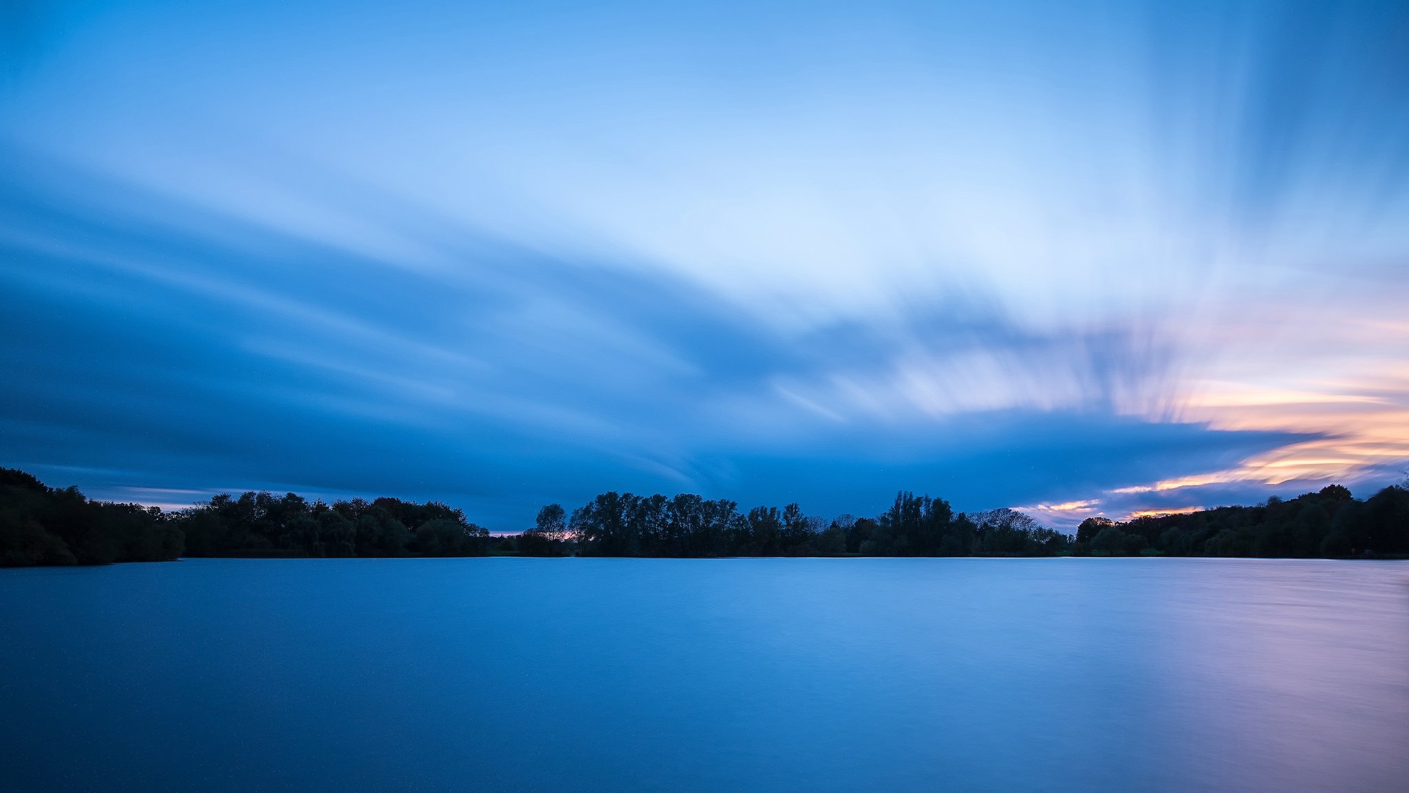 großbritannien england wald bäume fluss abend sonnenuntergang himmel wolken