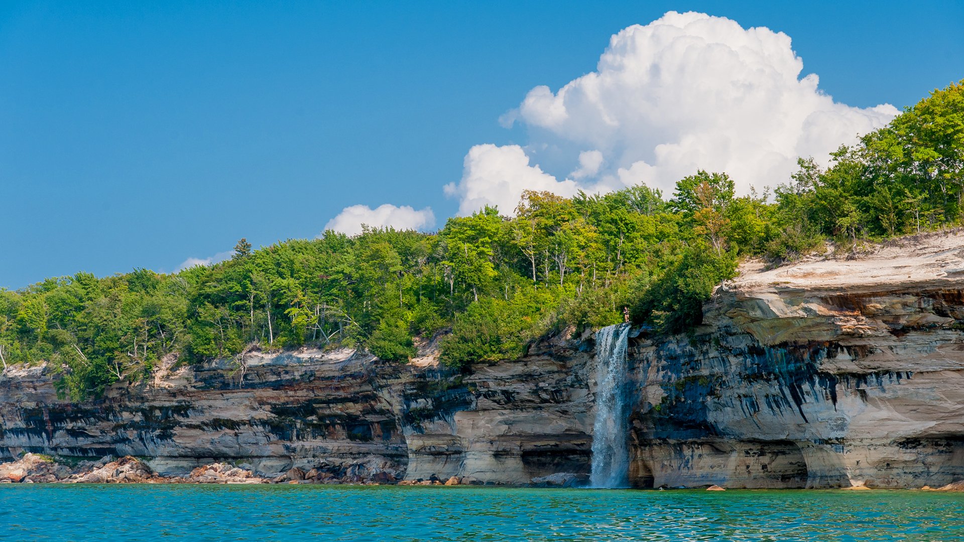 usa landscape sky lake shore rock tree