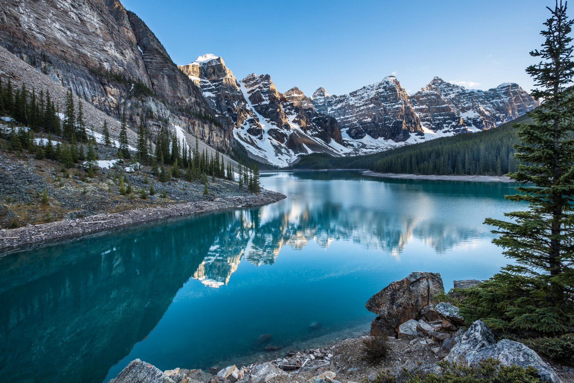 mountain forest snow river nature