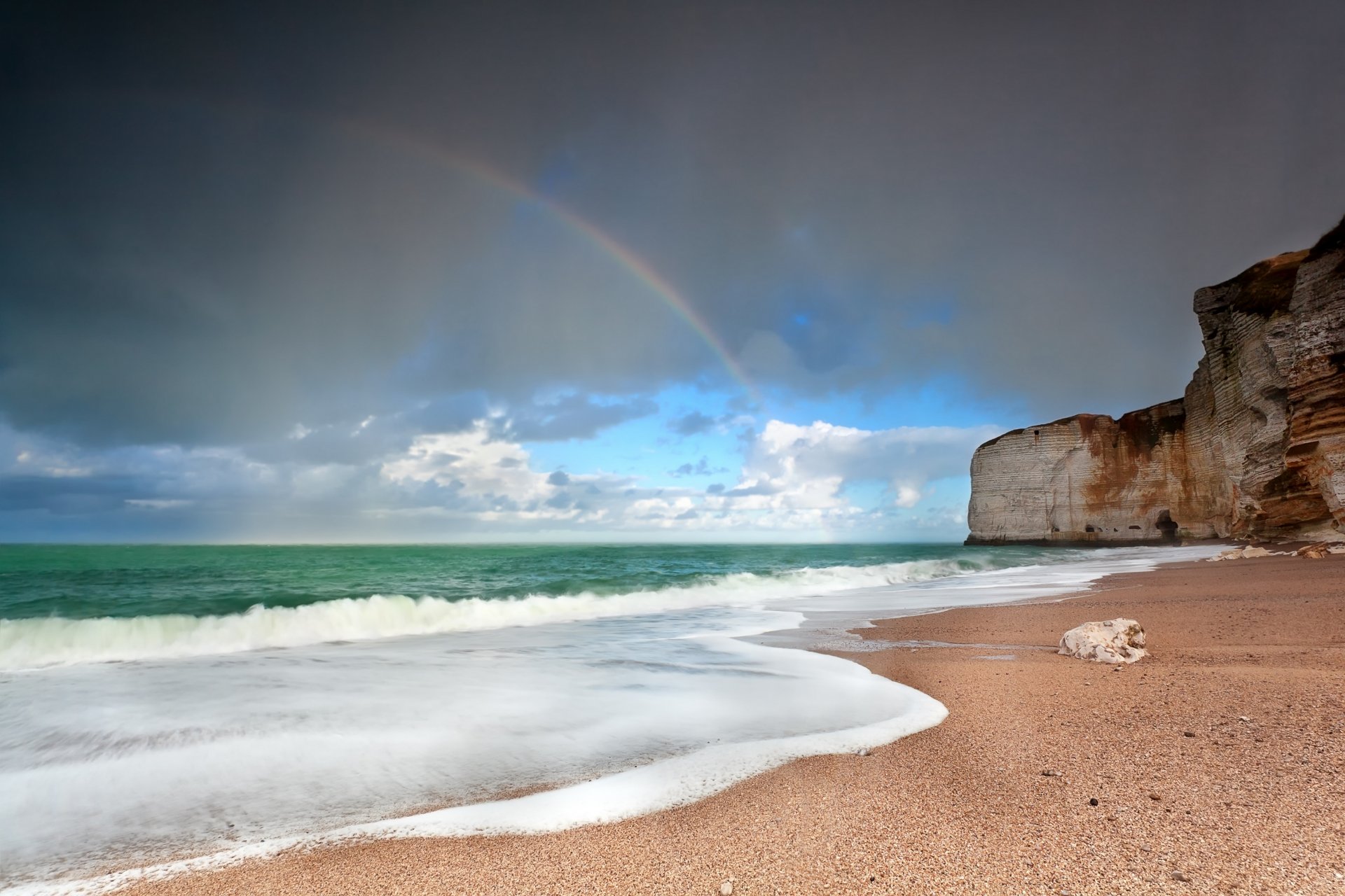 natura mare onde roccia arcobaleno roccia