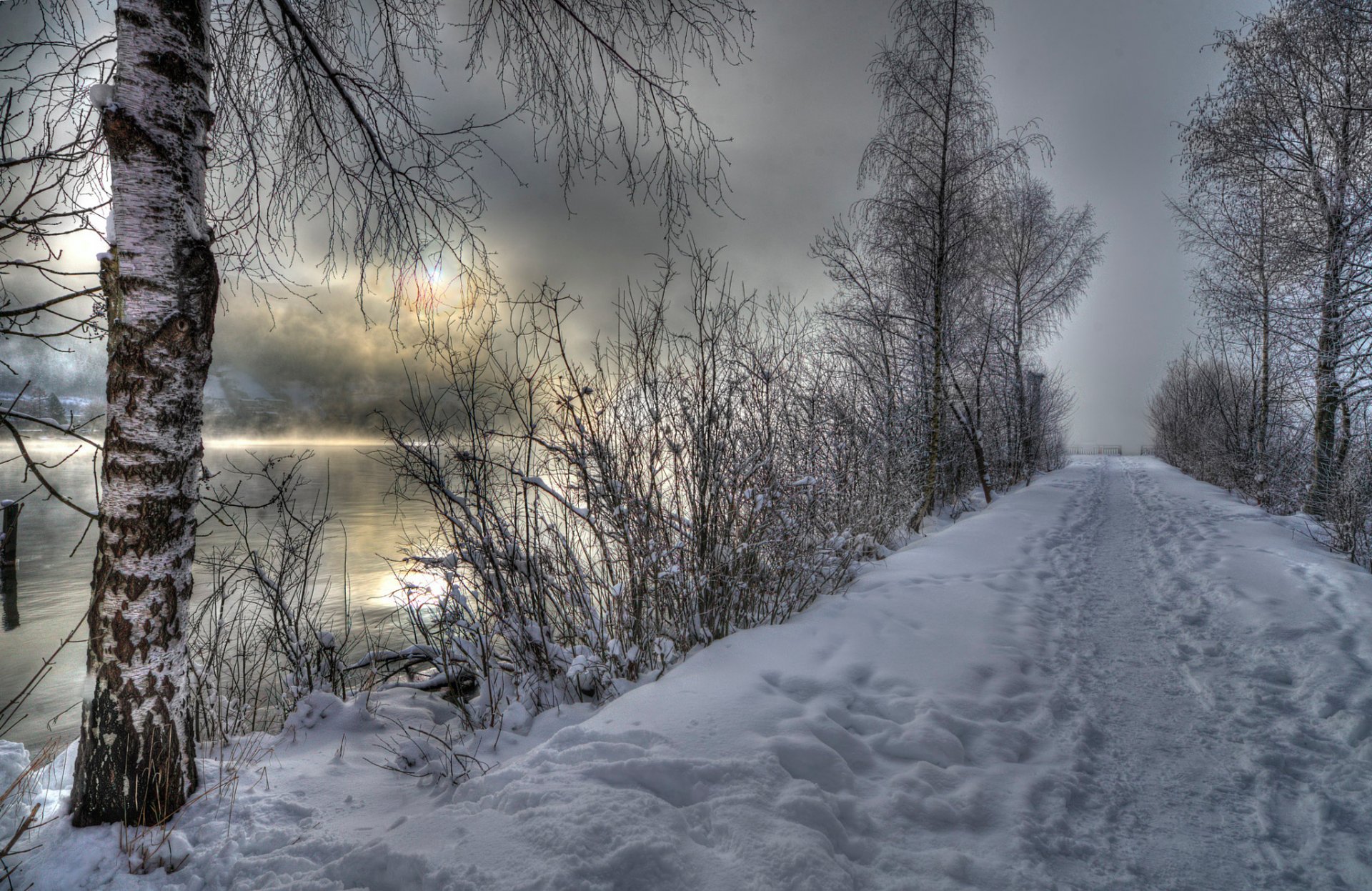 río invierno nieve