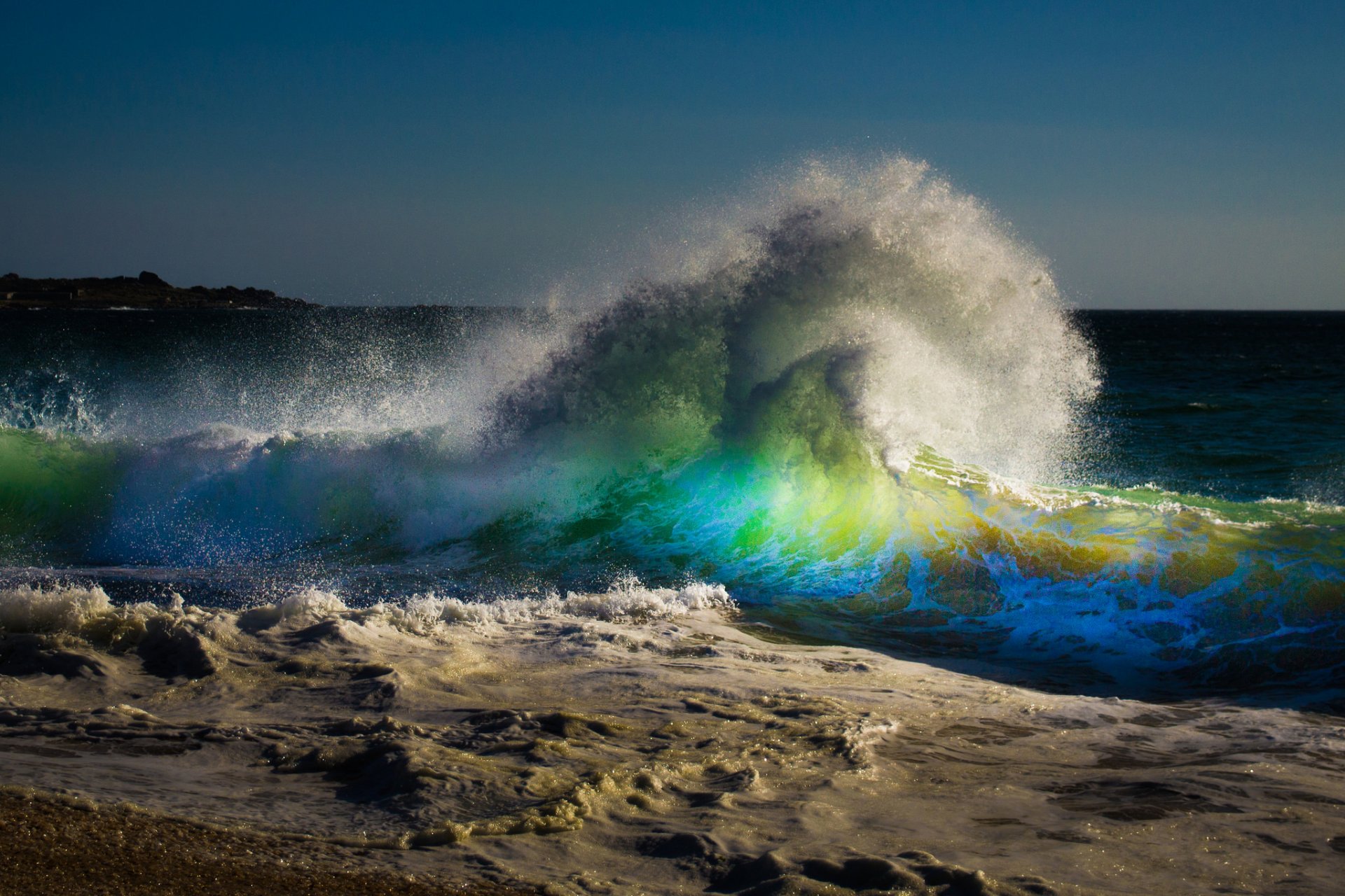 cielo riva mare onda spruzzo luce