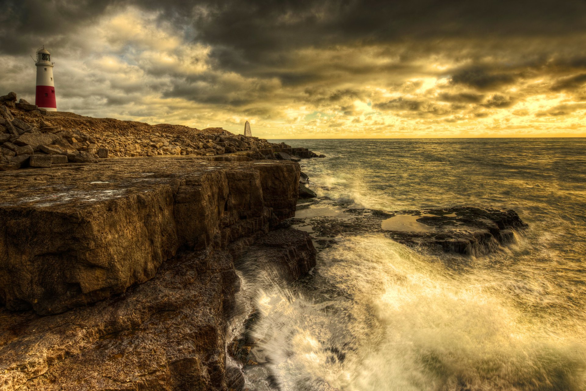 portland bill dorset leuchtturm brandung