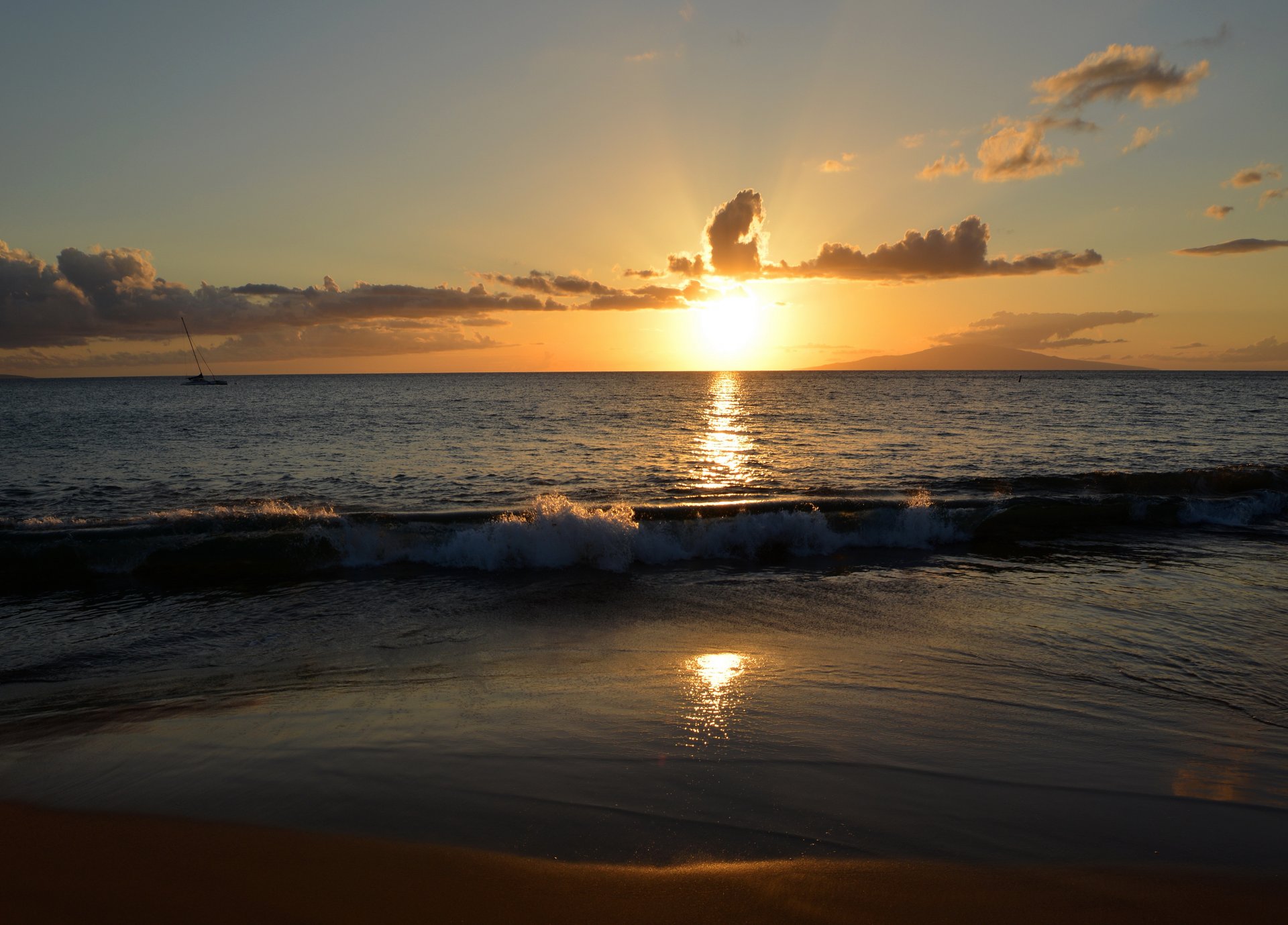 alba tramonto mare cielo maui hawaii orizzonte natura foto