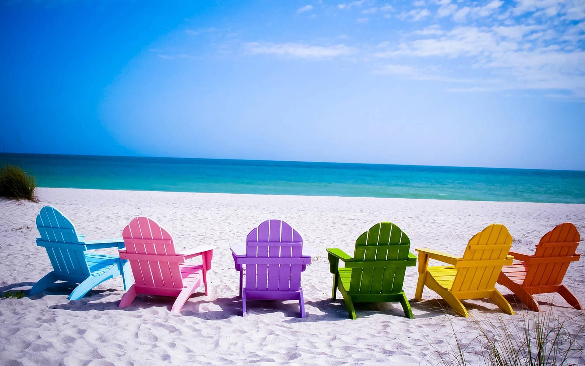 landscape beach sand sea sky chaise flowers rainbow