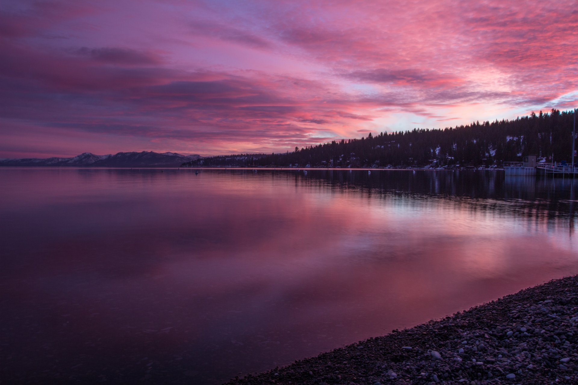 tahoe city californie états-unis lac tahoe coucher de soleil nuages côte nature forêt