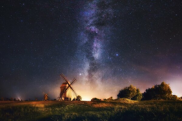 The windmill rests at night