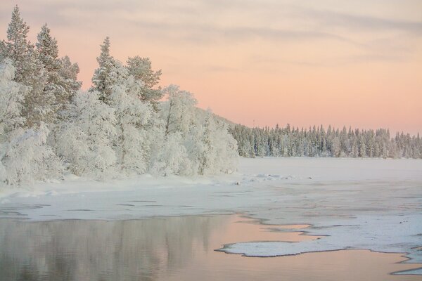 Winter River. Landscape. Cold