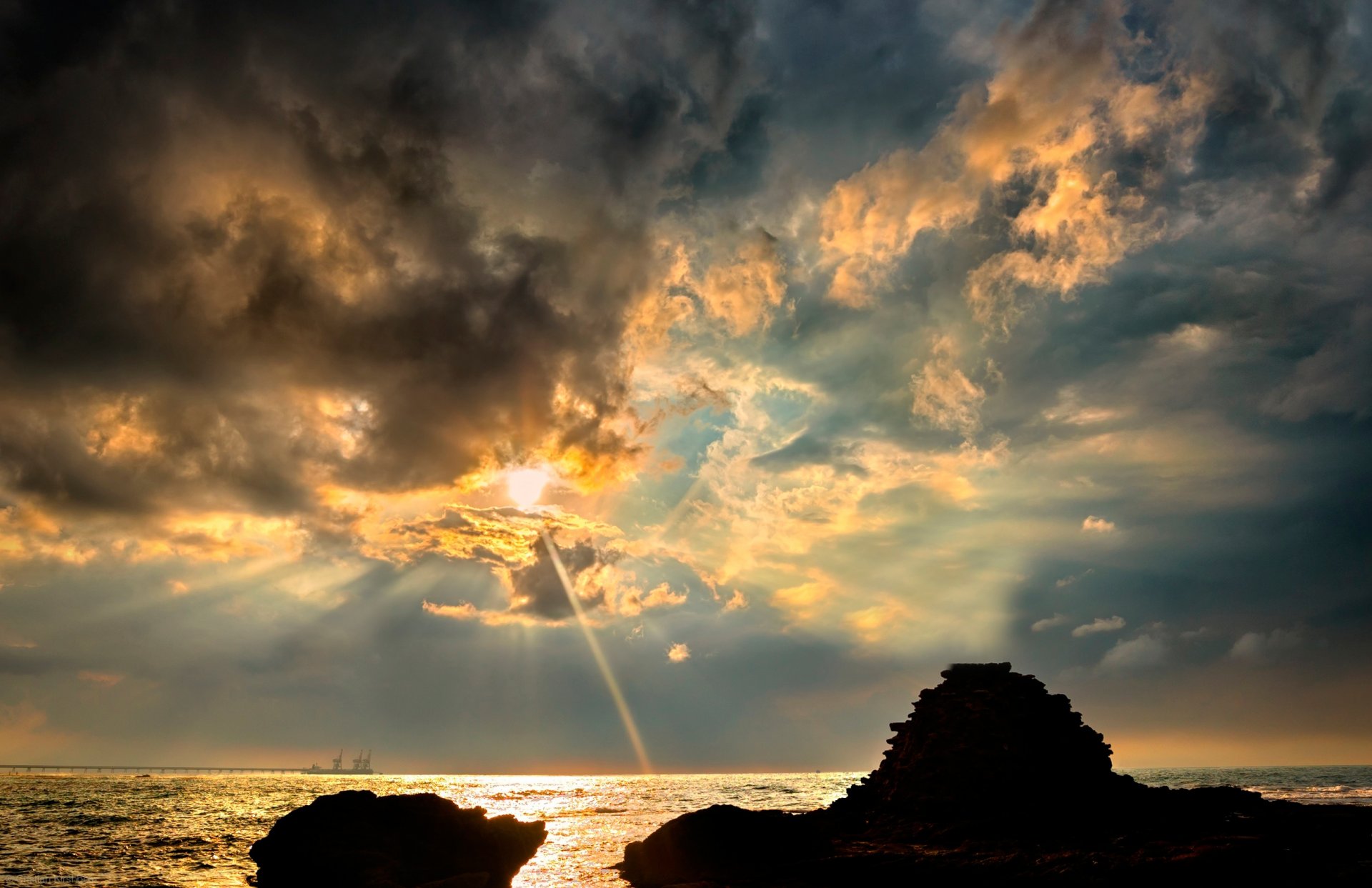 meer wellen schiff himmel wolken