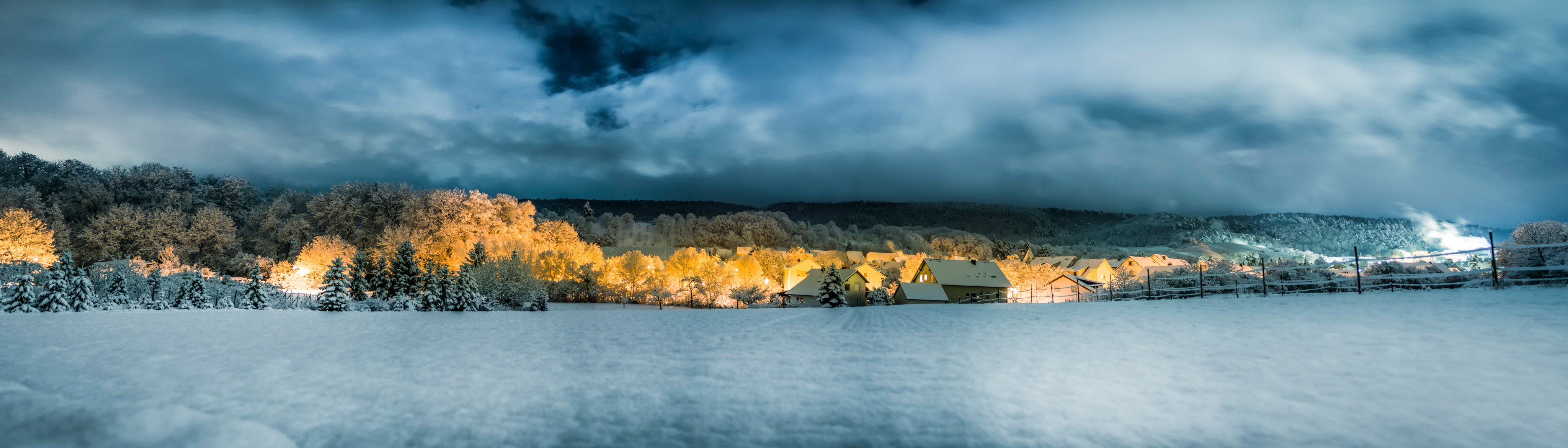 panorama house snow winter