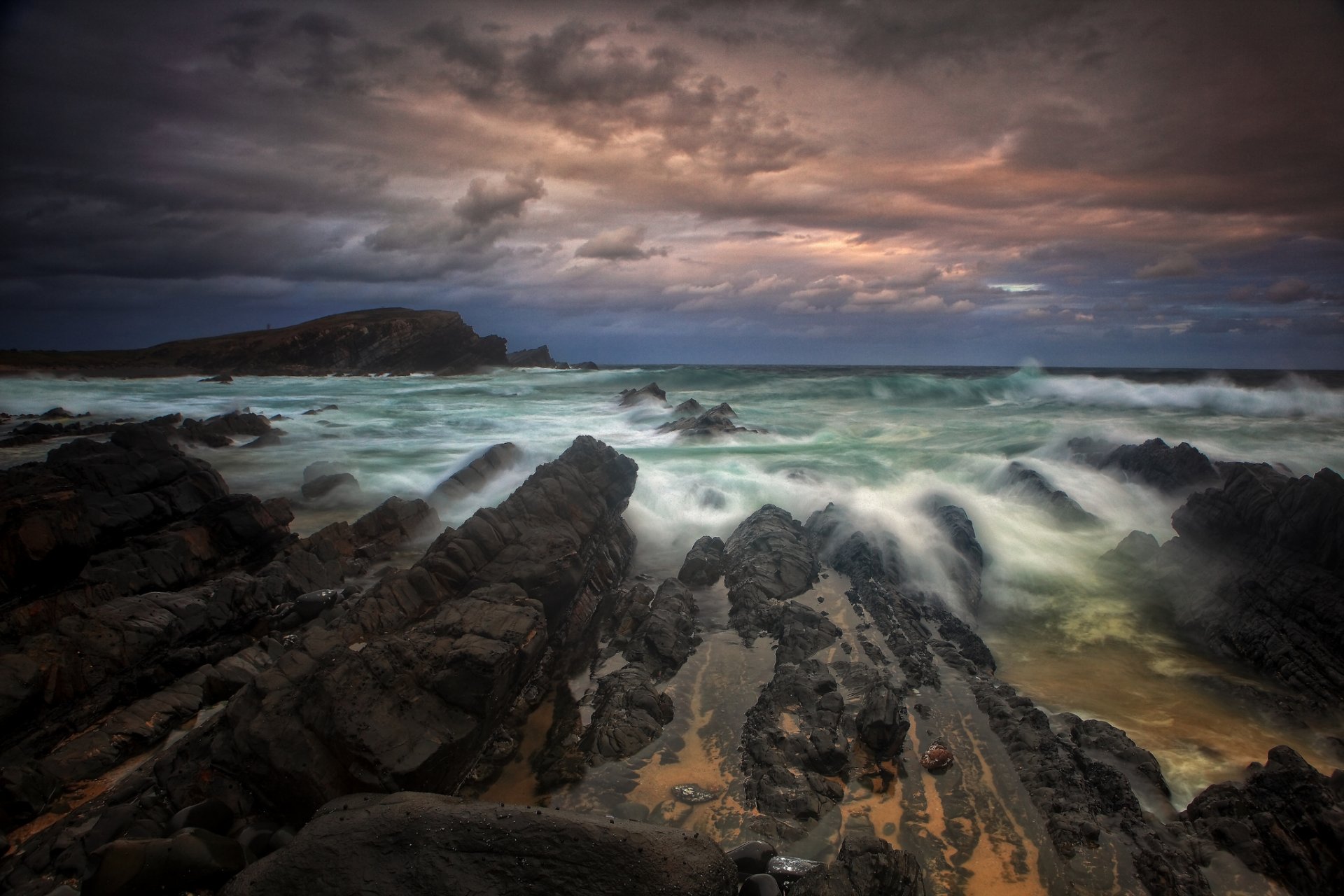 australie nouvelle-galles du sud tête de croissant de lune mer océan tempête ciel nuages nuages roches