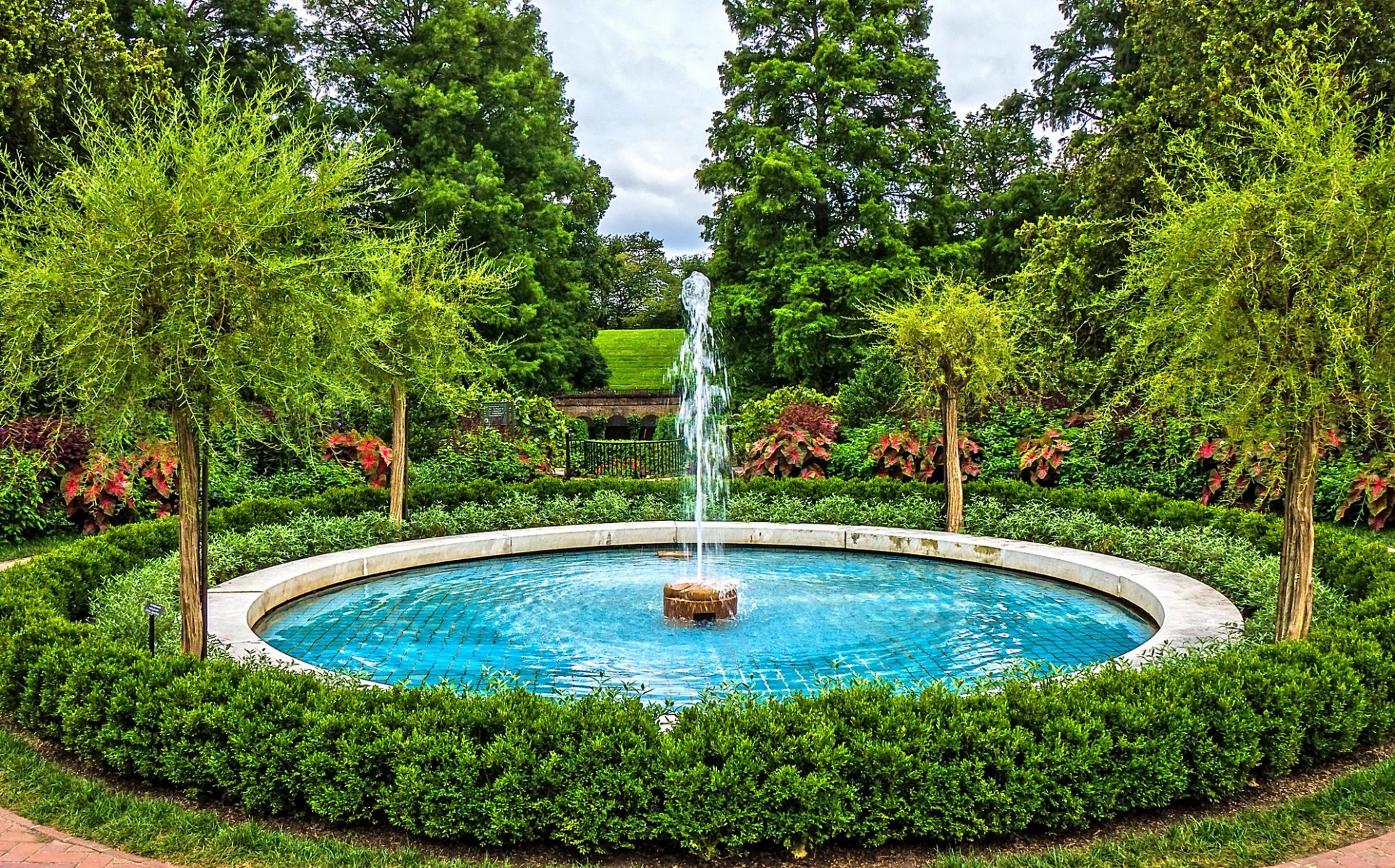 usa park brunnen longwood kenneth square büsche bäume natur foto