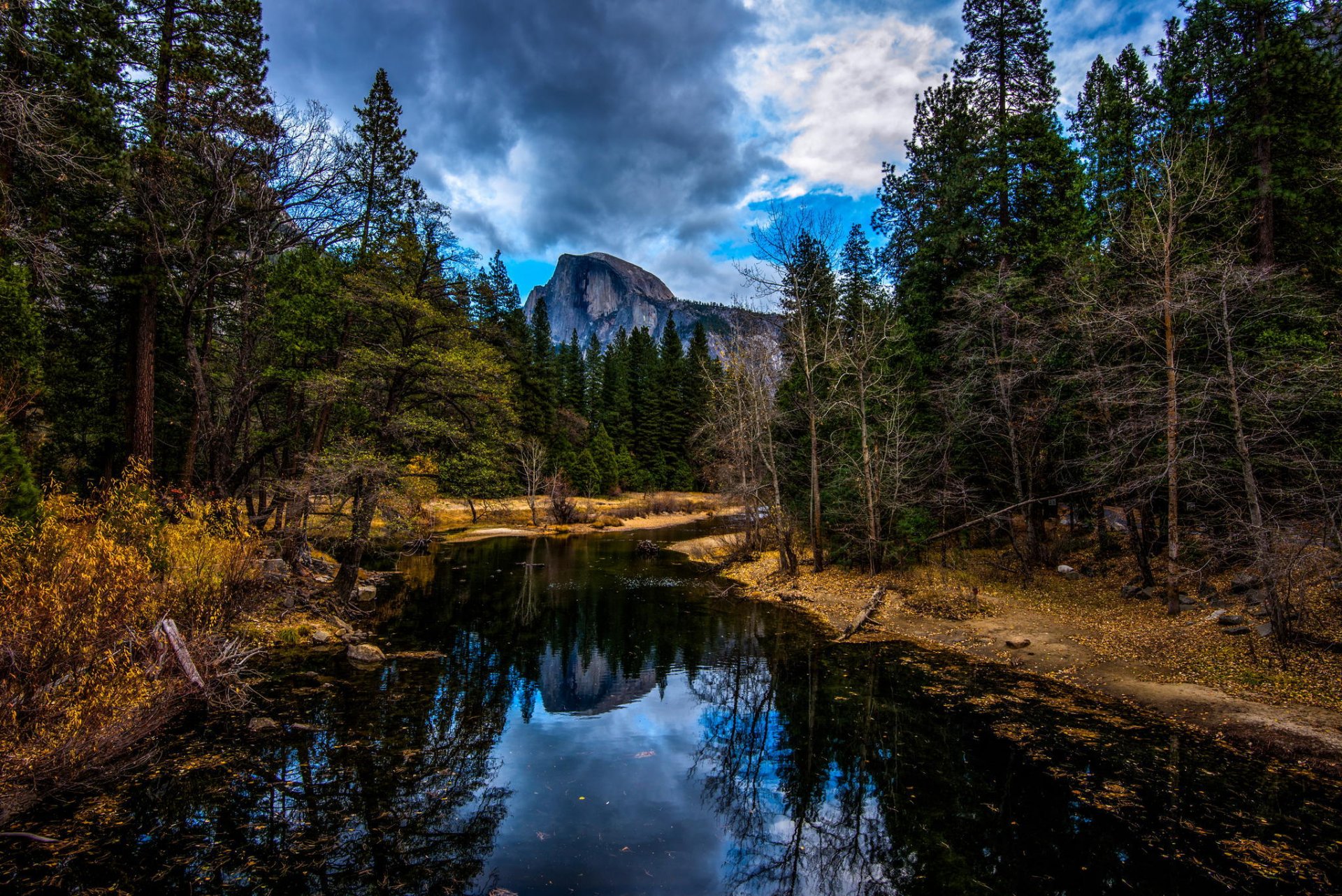 mountain river autumn forest nature