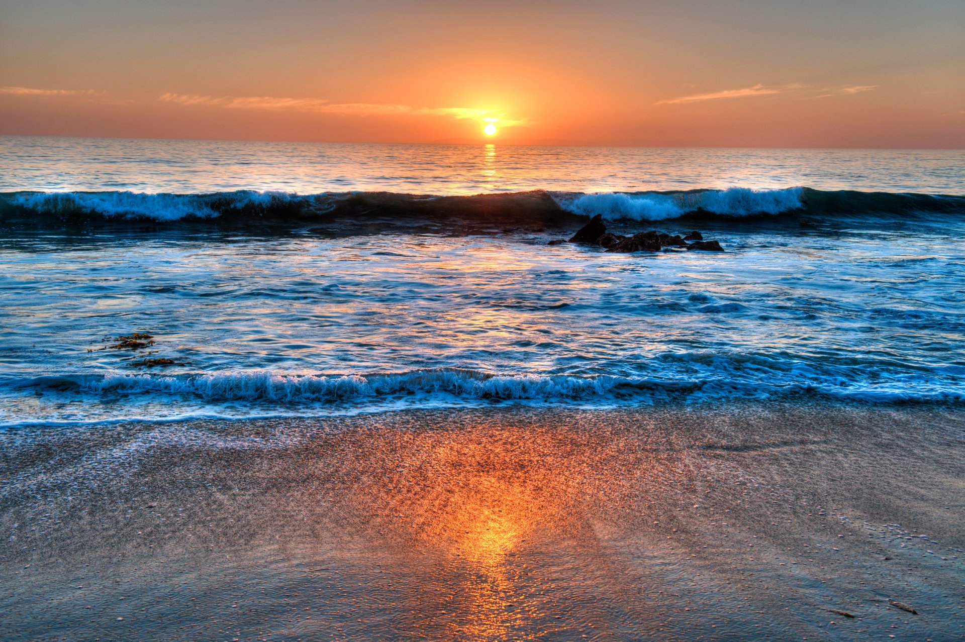 laguna beach kalifornia usa niebo chmury morze zachód słońca fala