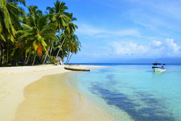 Boats on the sea in a tropical beach