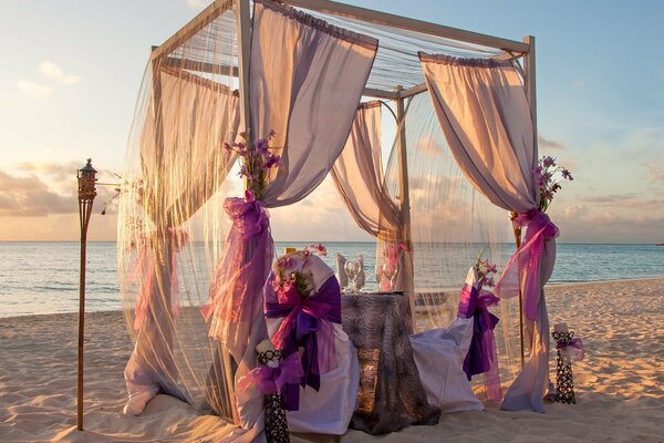 Gazebo on the sandy beach