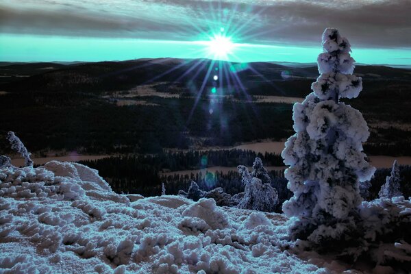 Lappland ist das Land des neuen Jahres und des Schnees