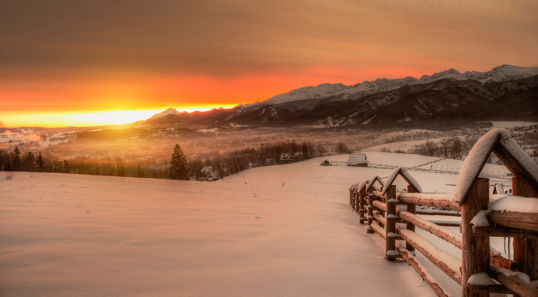 hautes tatras montagnes hiver aube