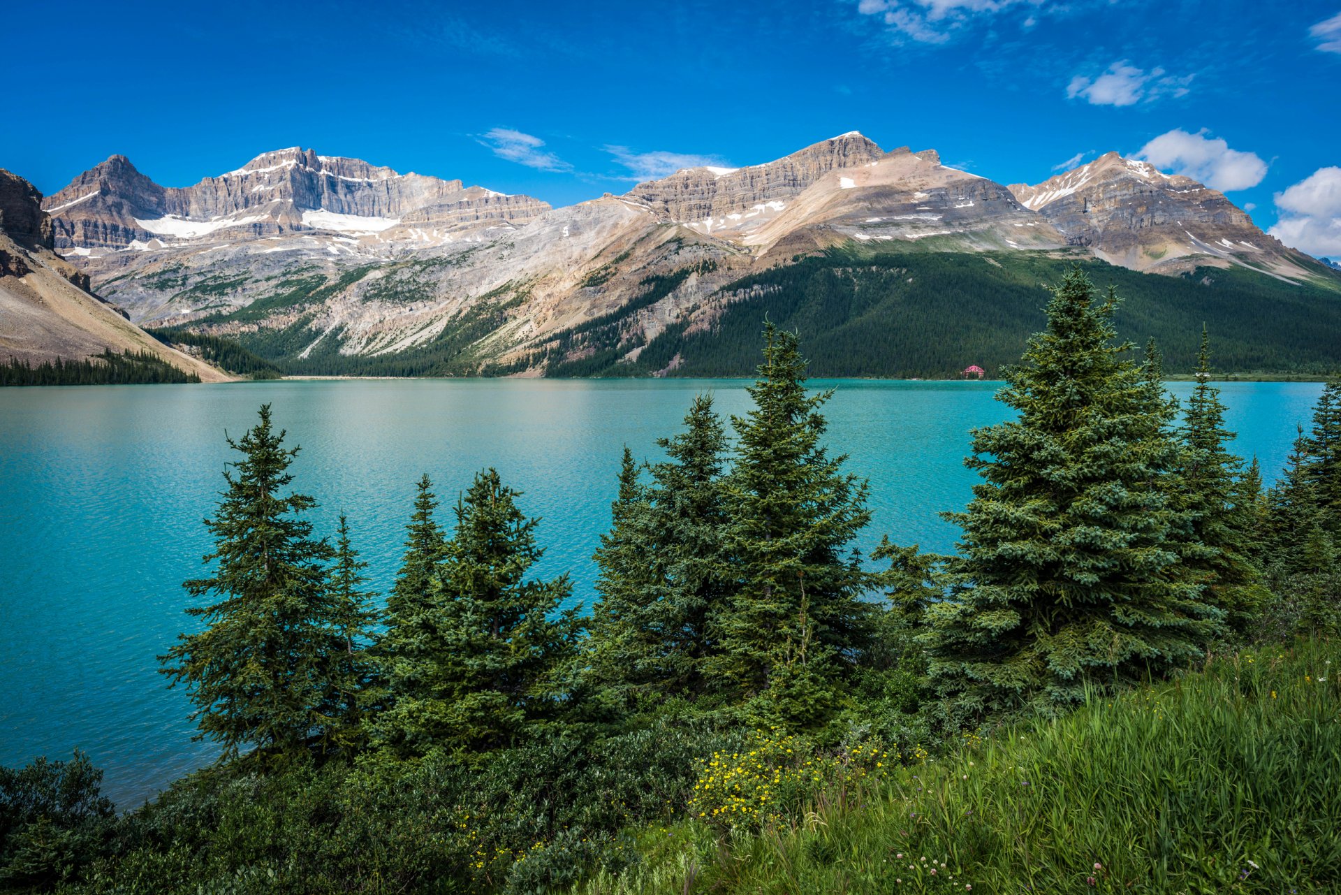 lago di cipolla parco nazionale di banff alberta canada montagne cielo nuvole lago alberi