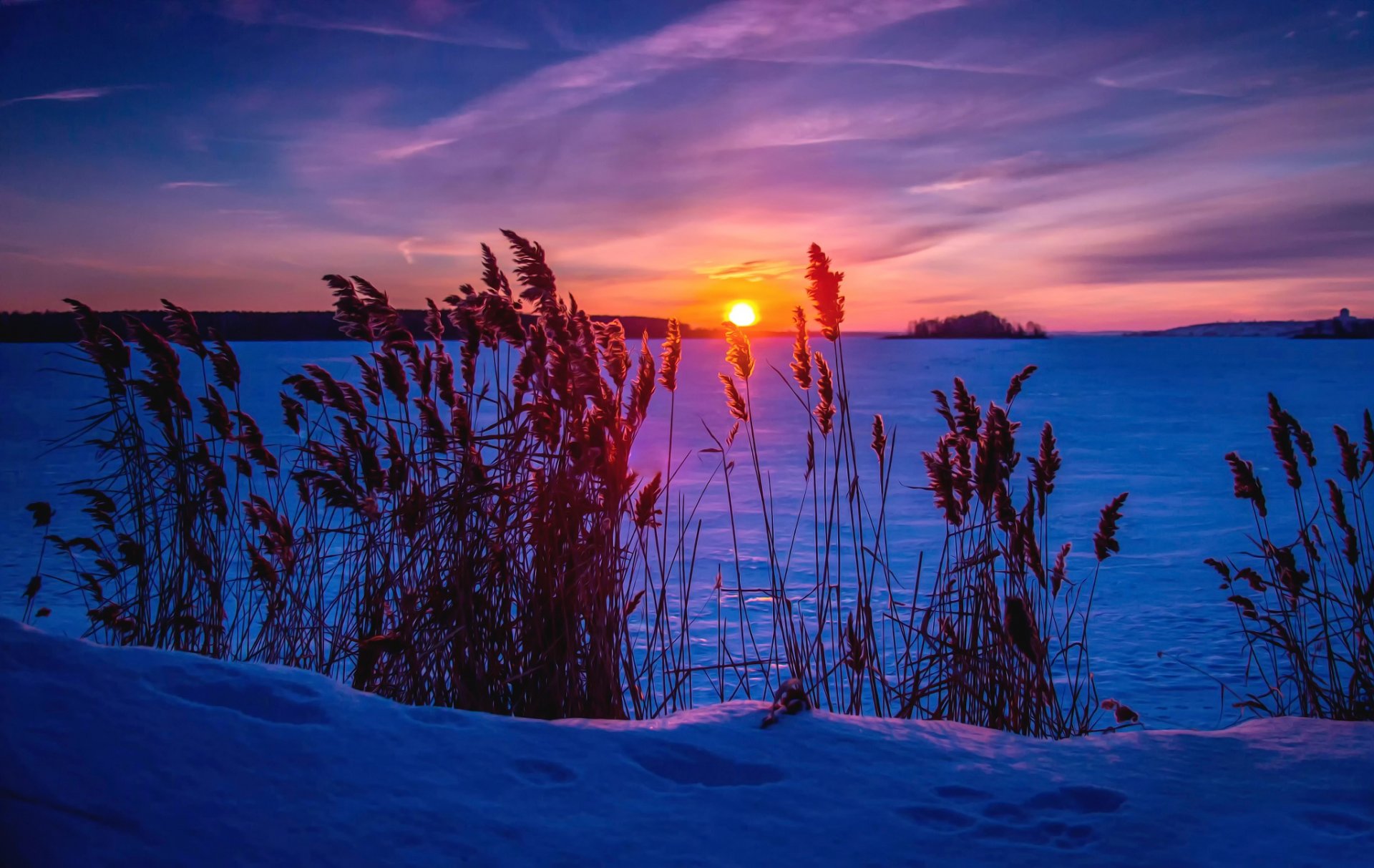 frostiger sonnenuntergang winter schnee verarbeitung