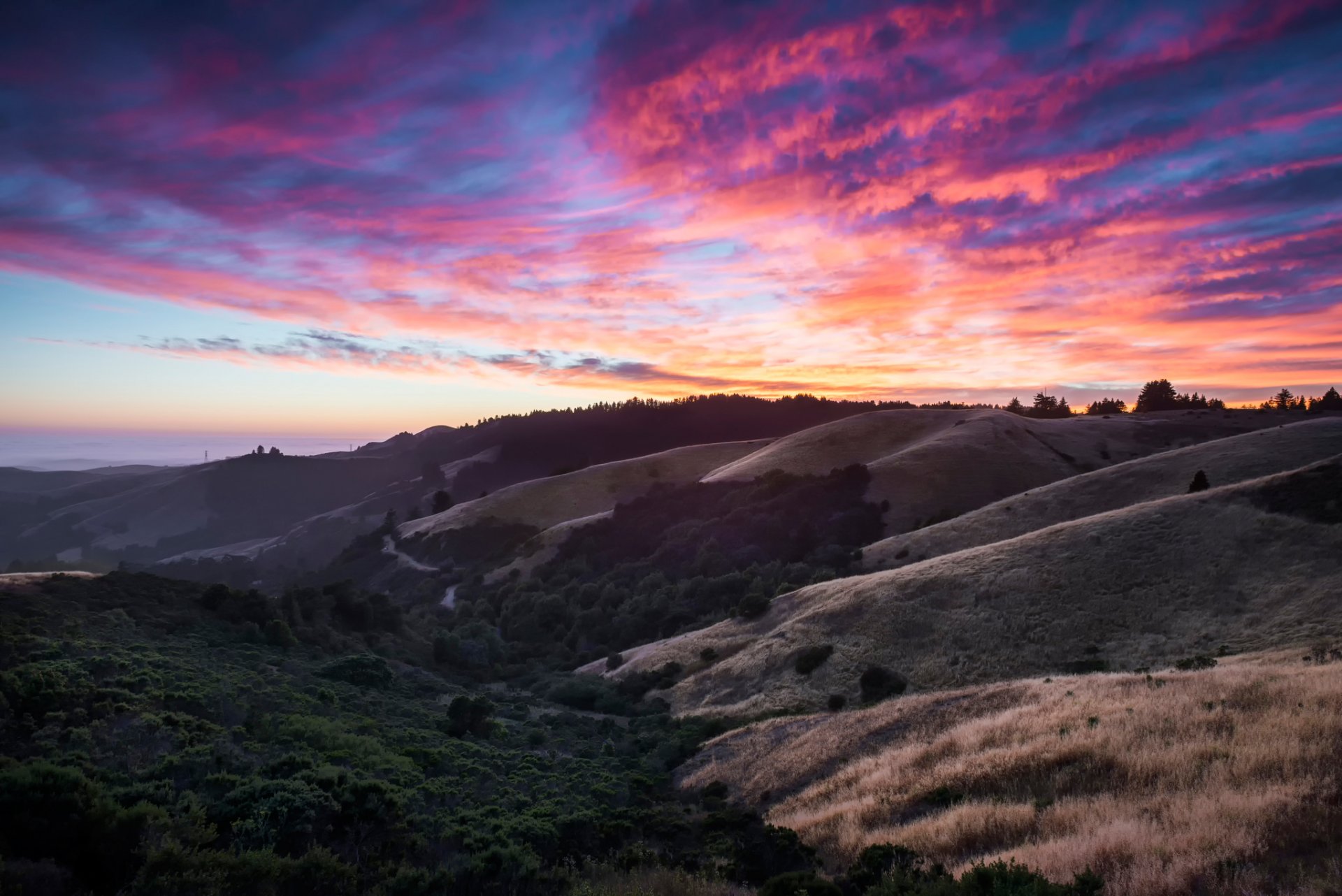 californie collines ciel nuages