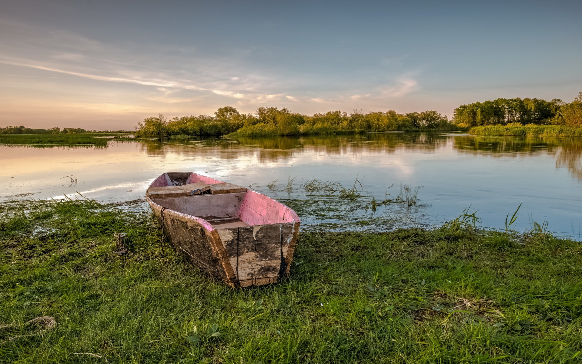 poland biebrza national park forest lake boat