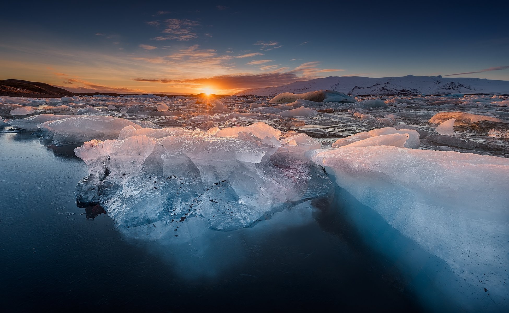 eau glace neige soleil aube